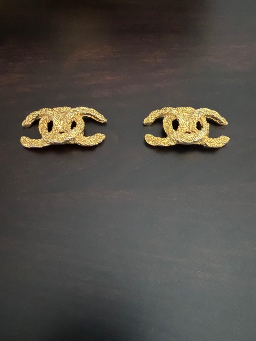Chanel Bluette Shoe Clips Vintage CC Bluette France Logo Hardware Gold-tone RARE